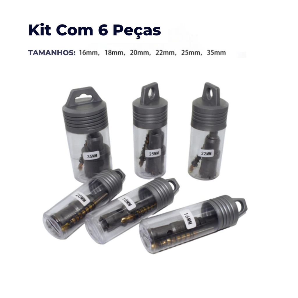 Brocas De Serra De Orifício Resistente |  Kit Com 6 Peças