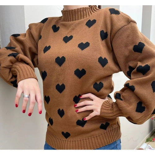 Blusa Feminina de Inverno em Tricô com Coração Ferrazi