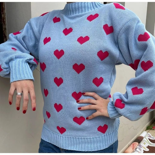 Blusa Feminina de Inverno em Tricô com Coração Ferrazi