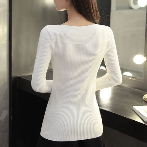 Blusa Feminina de Manga Longa Canelada Ferrazi