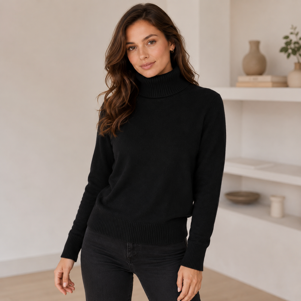 Blusa Cacharrel Feminina Gola Alta Tricô Inverno Ferrazi