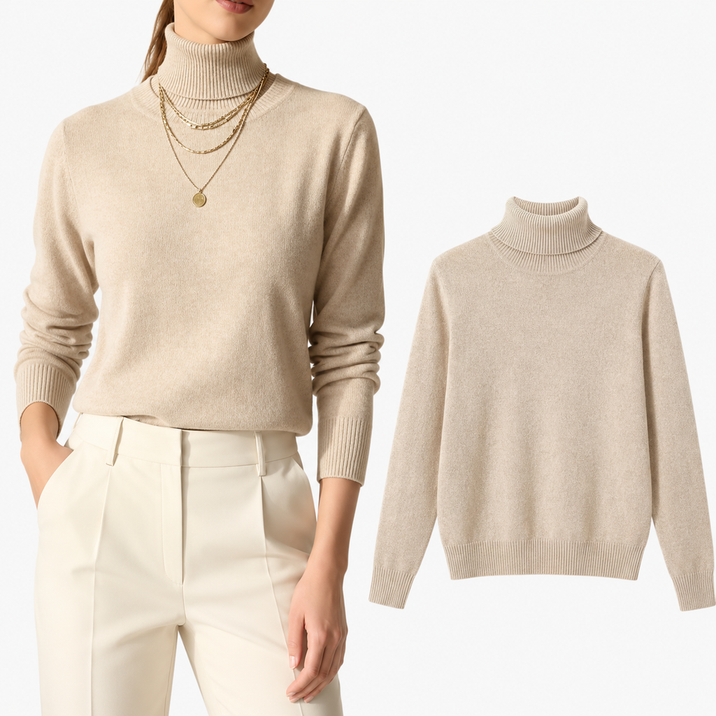 Blusa Feminina Tricô Manga Longa Gola Alta para Inverno Ferrazi