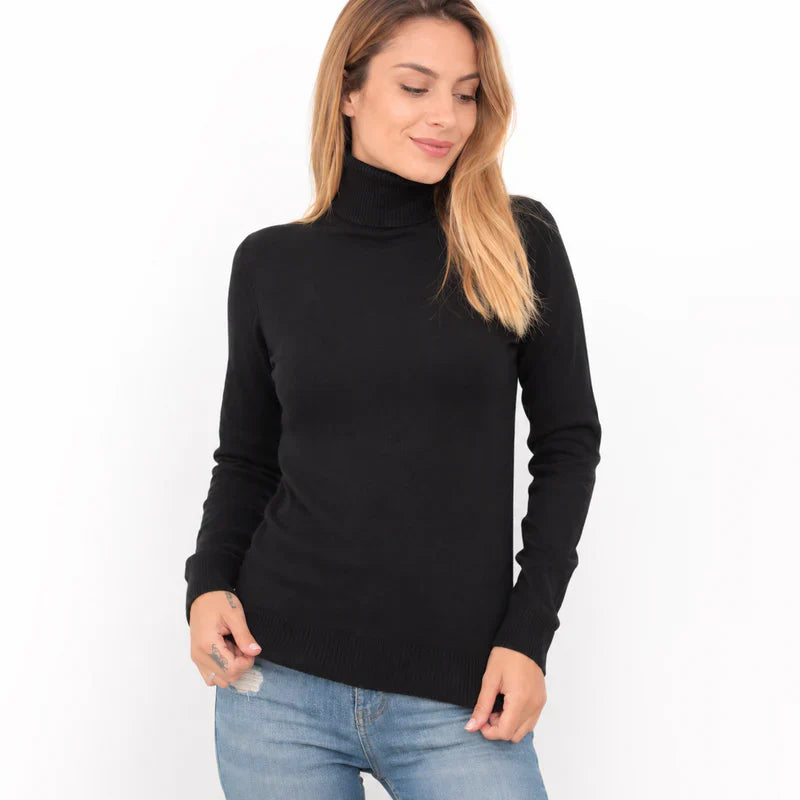 Blusa Feminina de Tricô Gola Alta Cacharrel Básica para Inverno Ferrazi