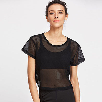 Camisa Feminina Esportiva Transparente de Malha Ferrazi