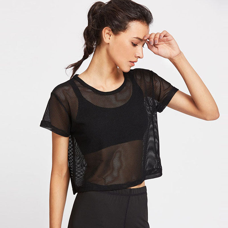 Camisa Feminina Esportiva Transparente de Malha Ferrazi