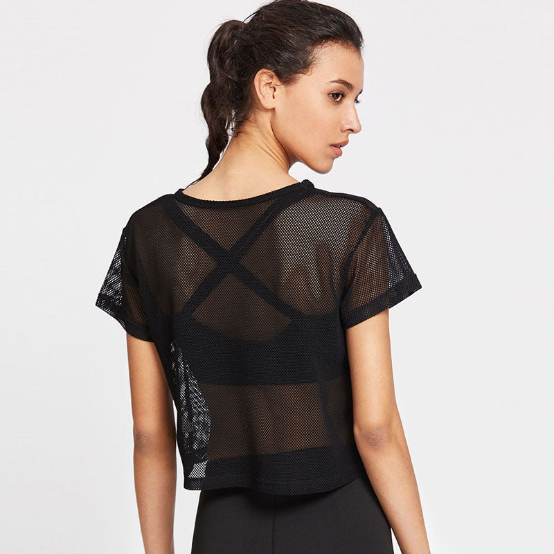 Camisa Feminina Esportiva Transparente de Malha Ferrazi