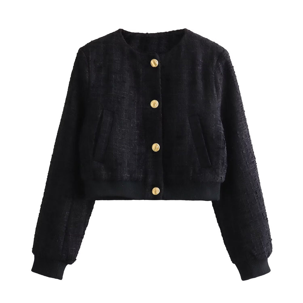 Cardigã Feminino Curto Texturizado com Botão Ferrazi