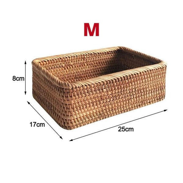 Cesta Organizadora Artesanal Retangular em Rattan Ferrazi