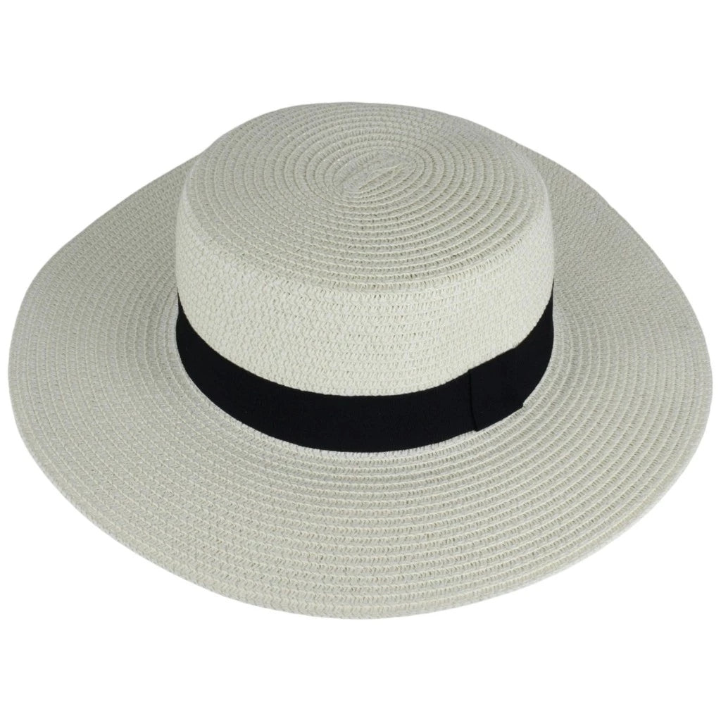 Chapéu Feminino de Palha Aba Média Dobrável com Faixa Ferrazi