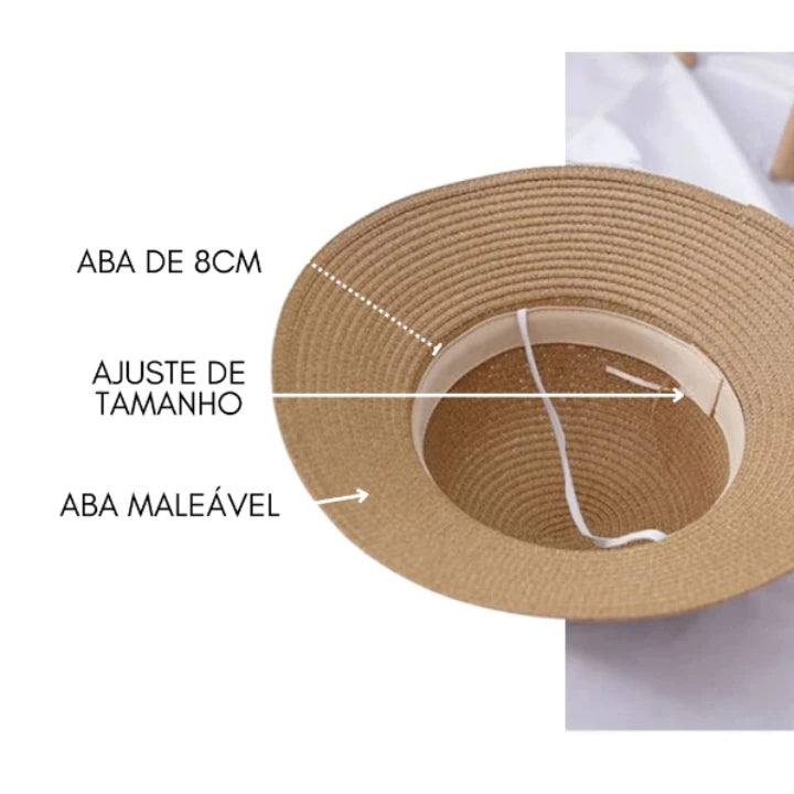 Chapéu Feminino de Praia Estilo Paris com Faixa Aba Média Dobrável Ferrrazi