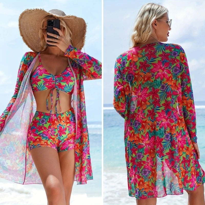Conjunto Biquíni 3 Peças com Saída de Praia Kimono Ferrazi
