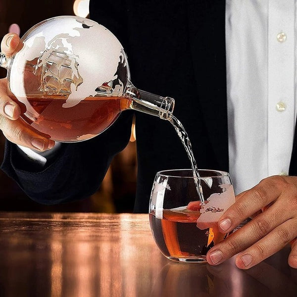 Conjunto Decanter de Whisky Globo de Vidro Ferrazi