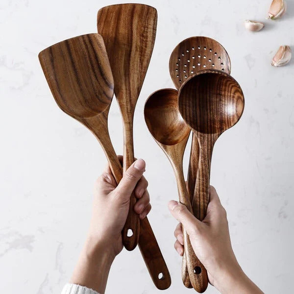 Conjunto Utensílios de Cozinha de Madeira Ferrazi