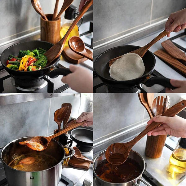 Conjunto Utensílios de Cozinha de Madeira Ferrazi