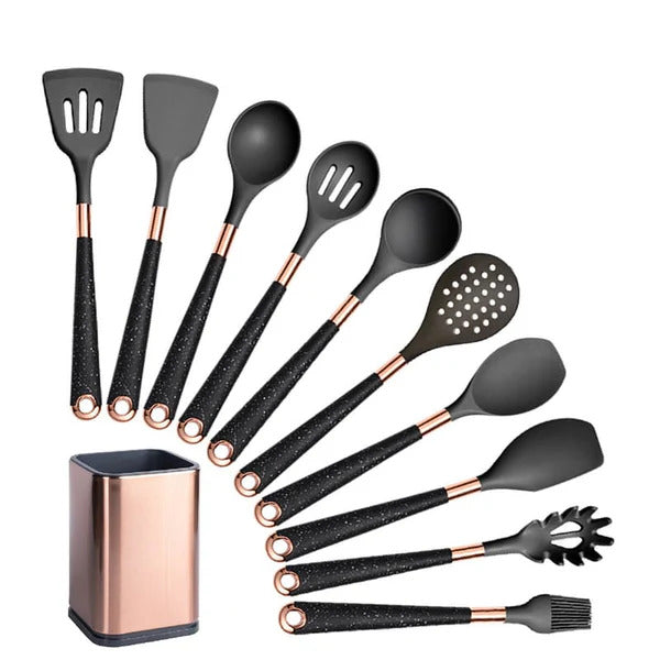 Conjunto de Utensílios de Cozinha com Organizador Inox Ferrazi