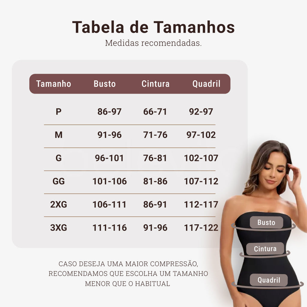 Body Modelador Suporte Inteligente Virtude Eclipse, Silhueta Definida com Conforto Total