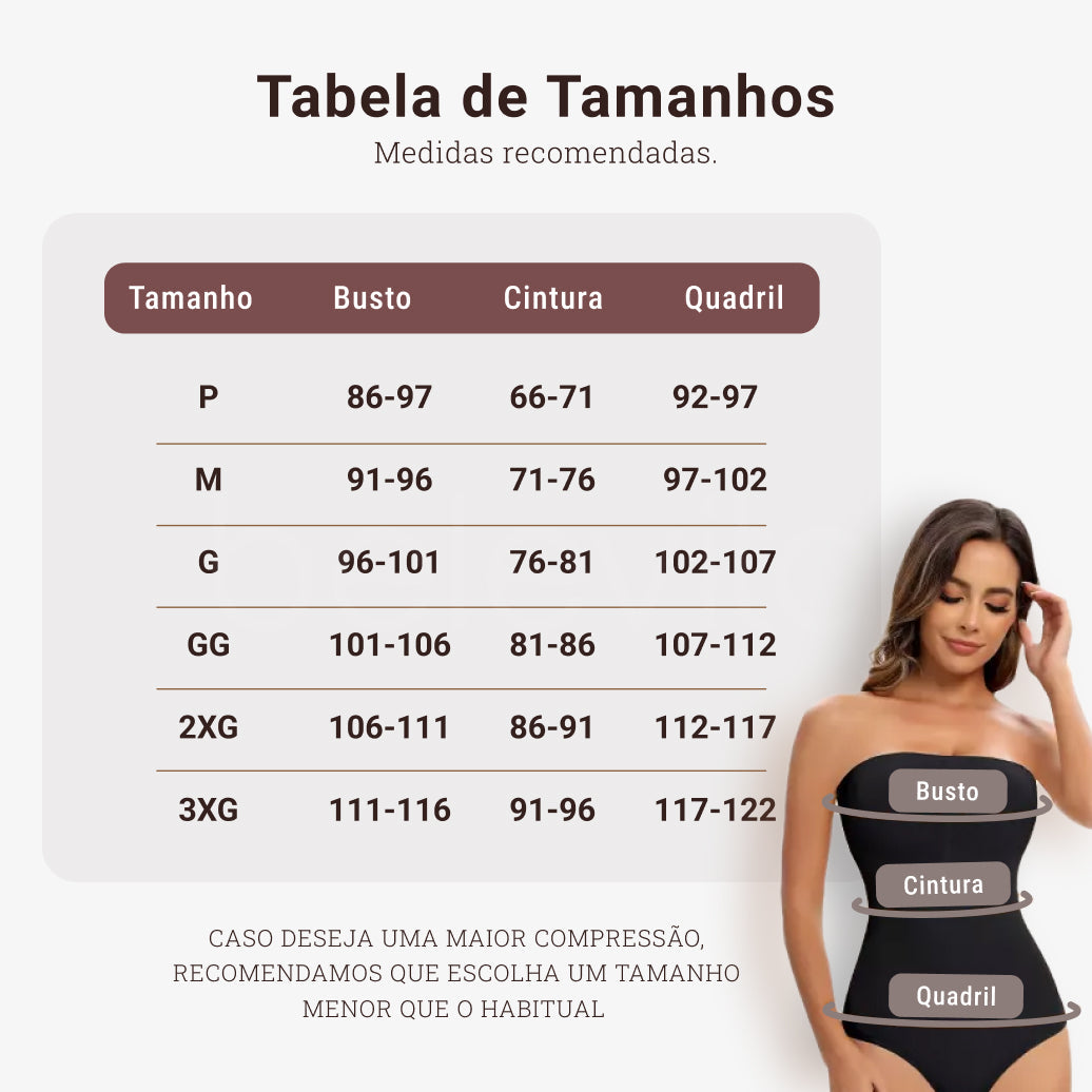 Body Modelador Suporte Inteligente Virtude Eclipse, Silhueta Definida com Conforto Total