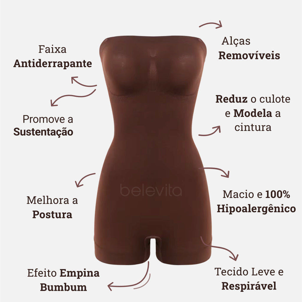 Body Modelador Suporte Inteligente Virtude Eclipse, Silhueta Definida com Conforto Total