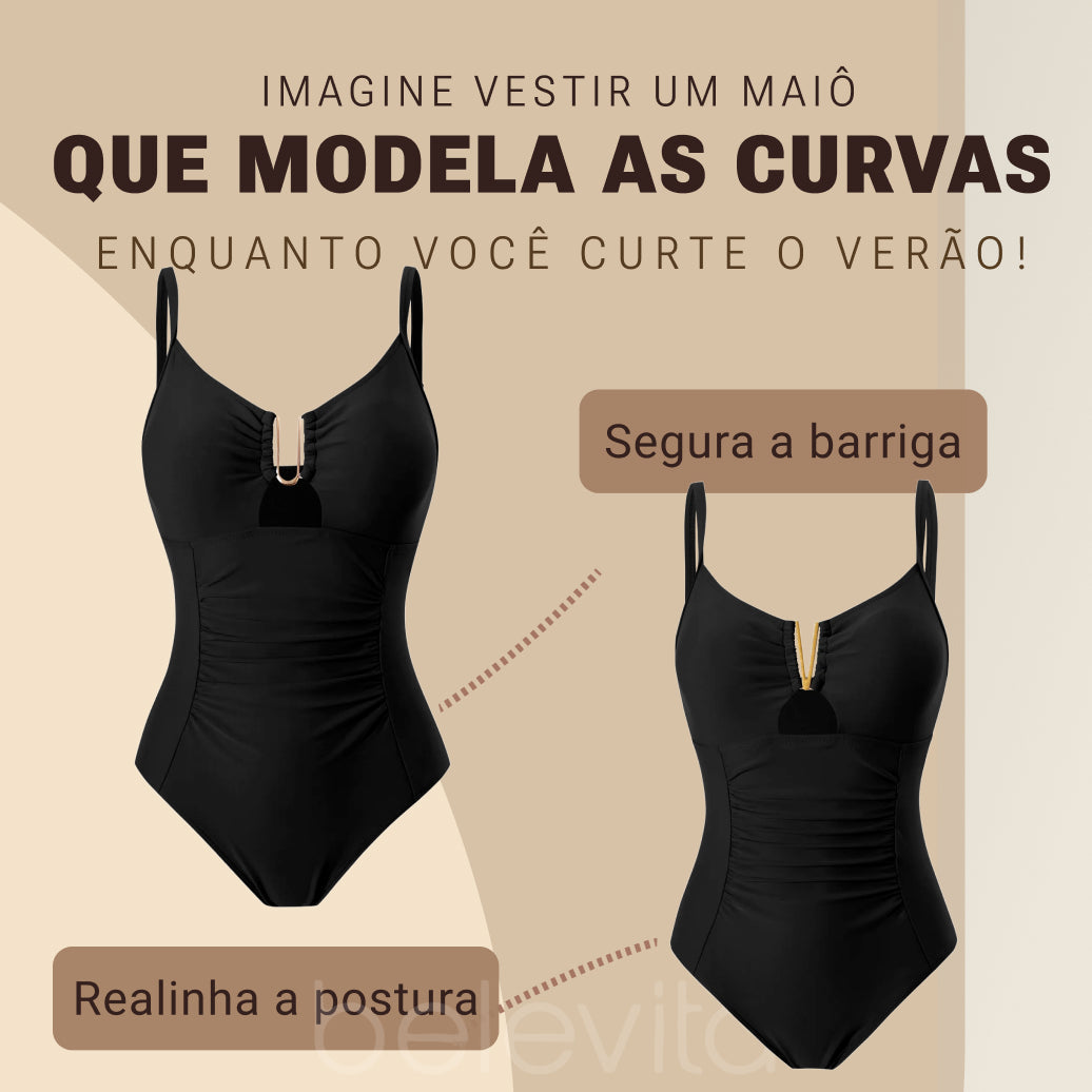 Maiô Modelador Tecido Compressivo Aura Vital Harmonia, Silhueta Definida com Conforto Absoluto