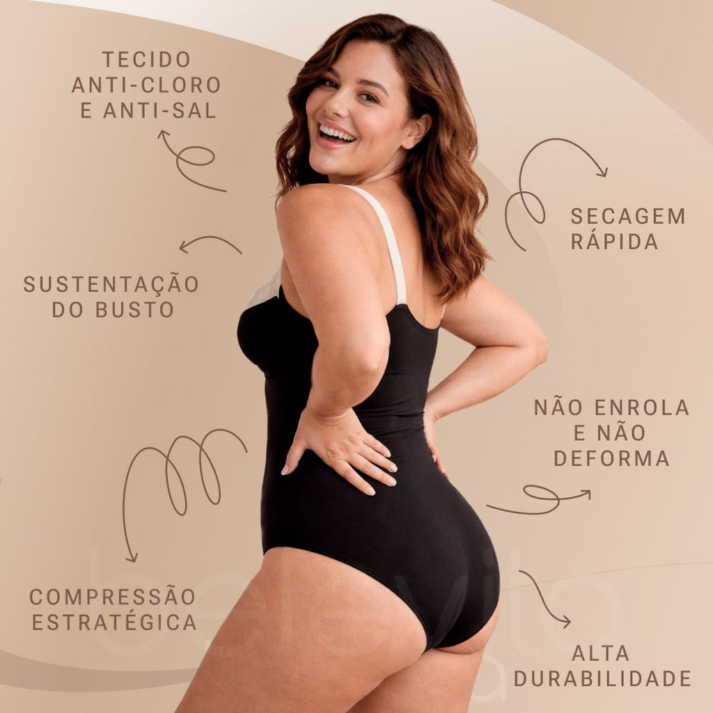 Maiô Modelador Tecido Compressivo Aura Horizonte Serenidade, Corpo Definido com Conforto Absoluto