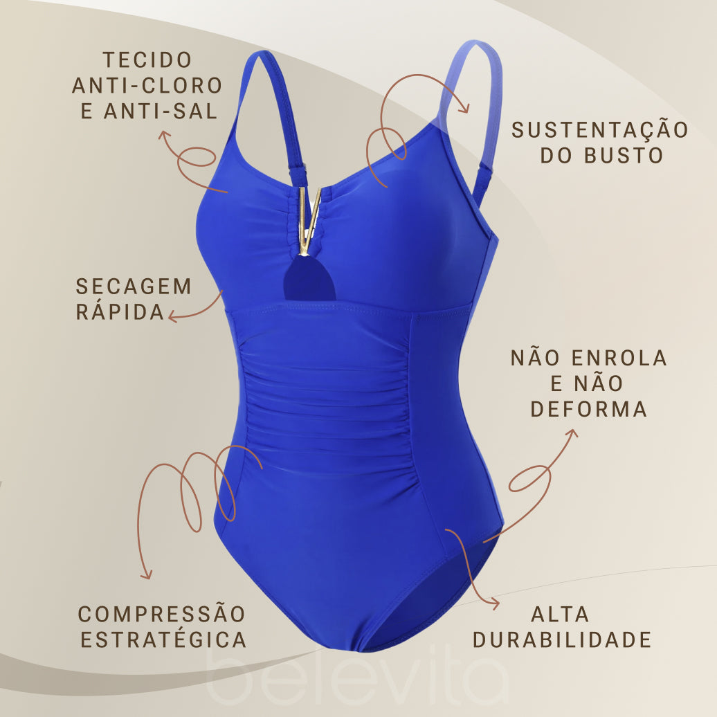 Maiô Modelador Tecido Compressivo Aura Vital Harmonia, Silhueta Definida com Conforto Absoluto