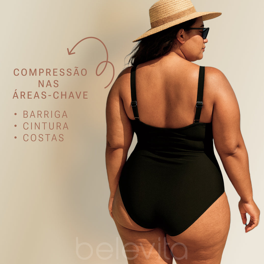 Maiô Modelador Tecido Compressivo Aura Vital Harmonia, Silhueta Definida com Conforto Absoluto