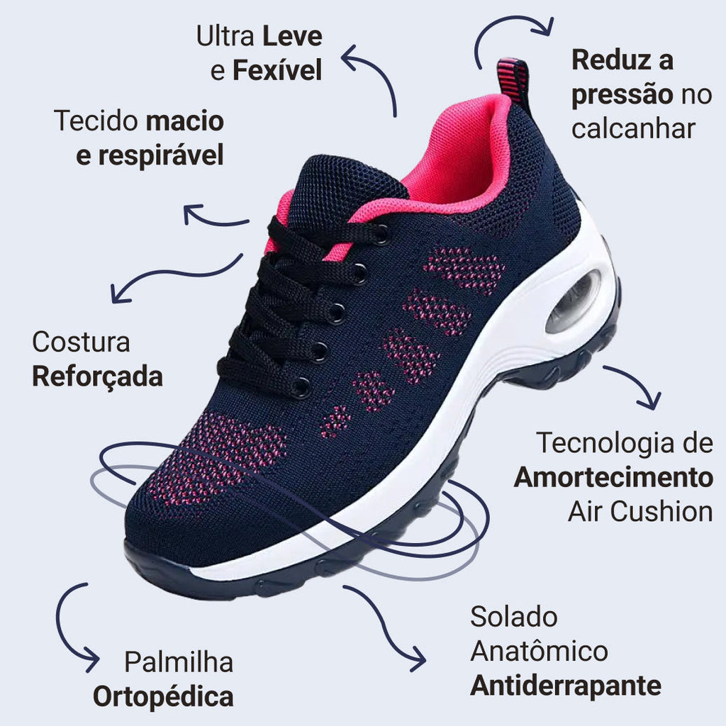 Tênis Ortopédico Sola Flexível Horizonte Sereno Flow, Alívio Imediato Para Dores e Impactos