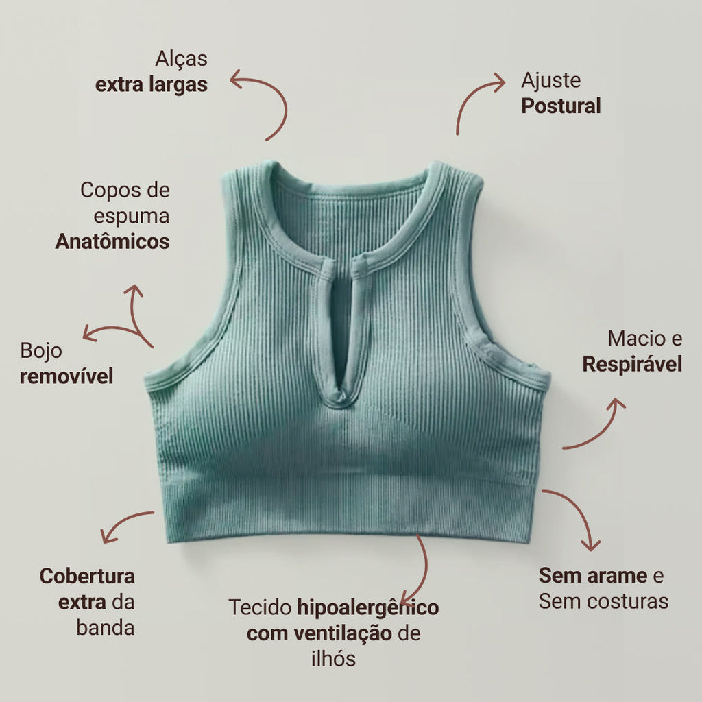 Sutiã Esportivo Suporte Modelador Aura Lift Vitalidade, Sustentação e Conforto Sem Marcas