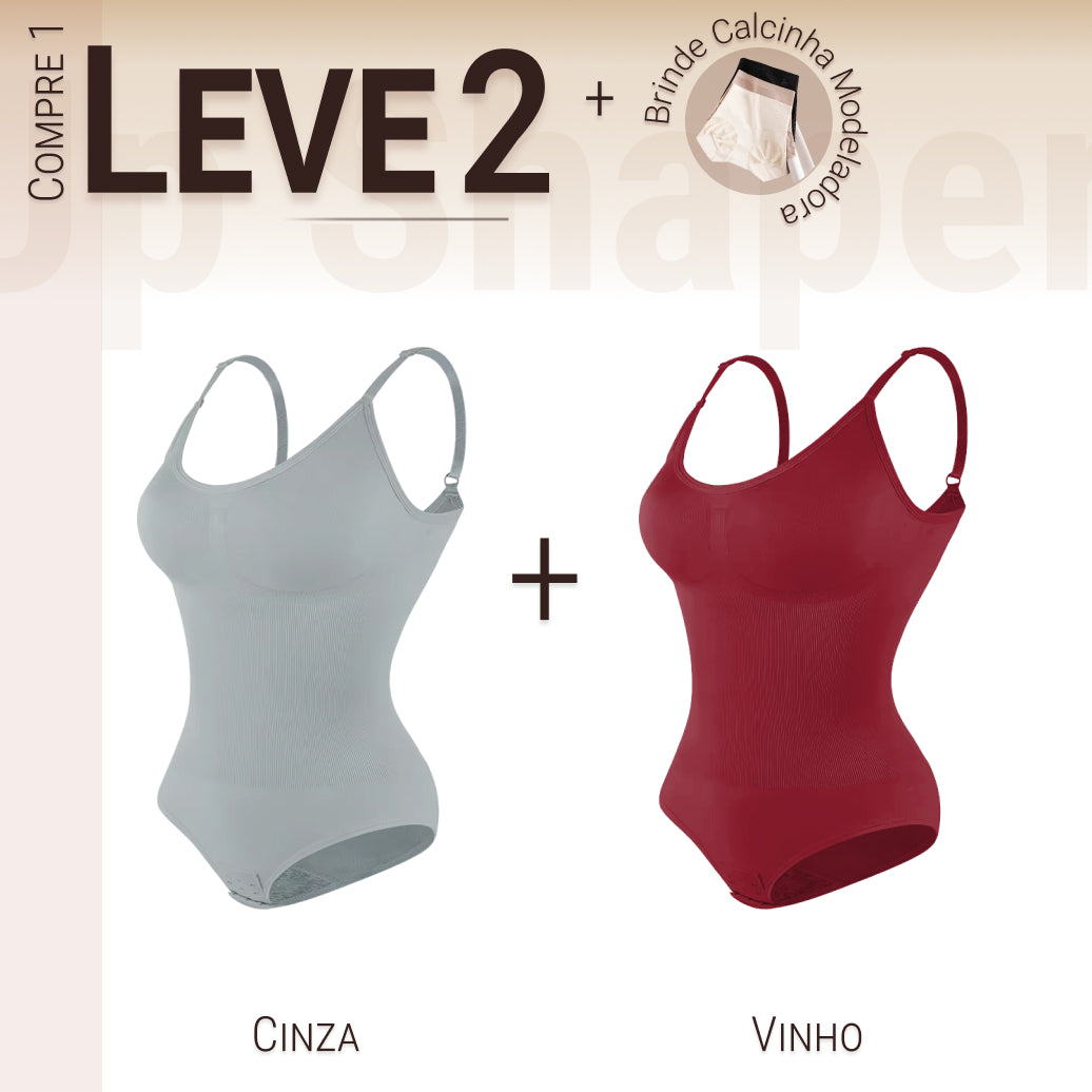 Body Modelador Compressão Suave Aura Estilo Eclipse, Silhueta Definida e Conforto Diário - Compre 1 Leve 2