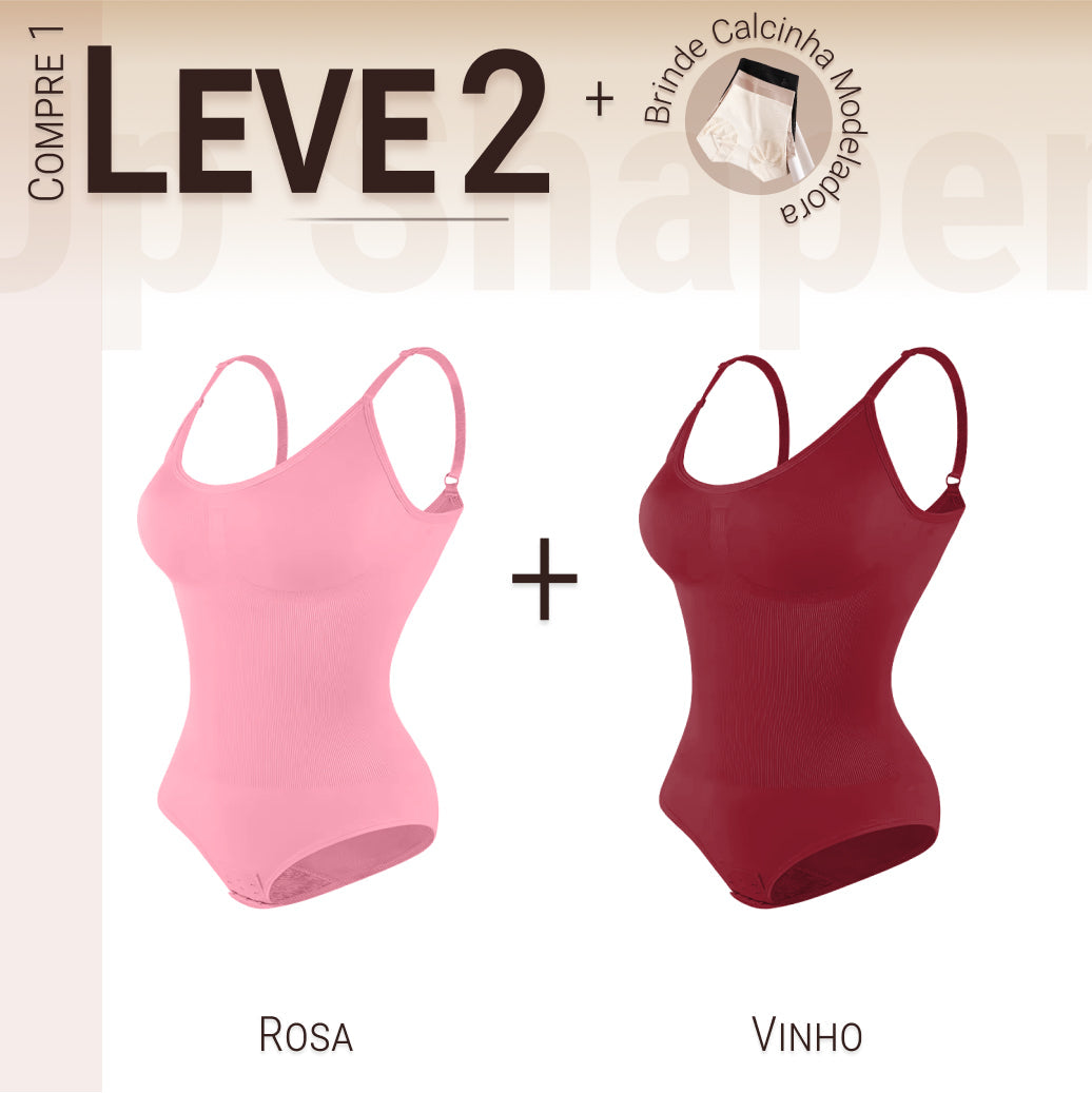Body Modelador Compressão Suave Aura Estilo Eclipse, Silhueta Definida e Conforto Diário - Compre 1 Leve 2