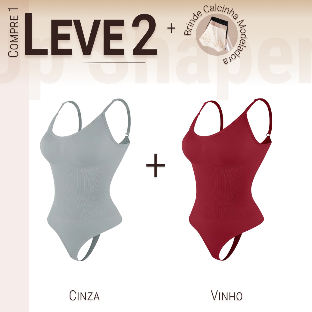 Body Modelador Compressão Suave Aura Estilo Eclipse, Silhueta Definida e Conforto Diário - Compre 1 Leve 2