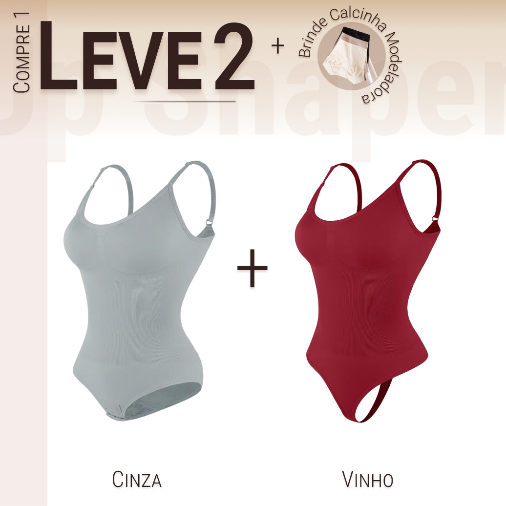 Body Modelador Compressão Suave Aura Estilo Eclipse, Silhueta Definida e Conforto Diário - Compre 1 Leve 2