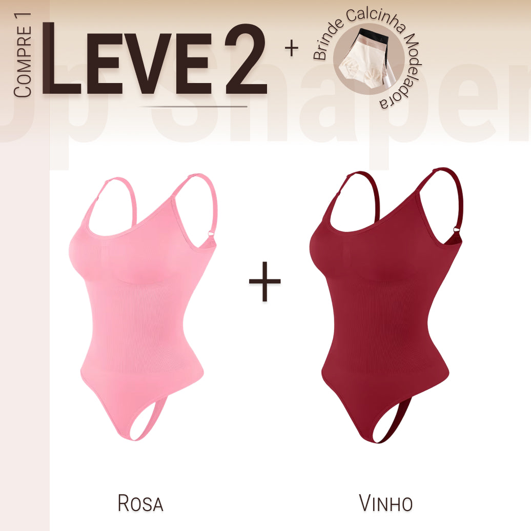 Body Modelador Compressão Suave Aura Estilo Eclipse, Silhueta Definida e Conforto Diário - Compre 1 Leve 2