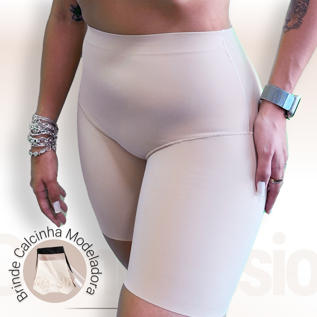Short Modelador Compressão Suave Aura Harmonia, Silhueta Definida com Conforto Absoluto - Compre 1 Leve 2