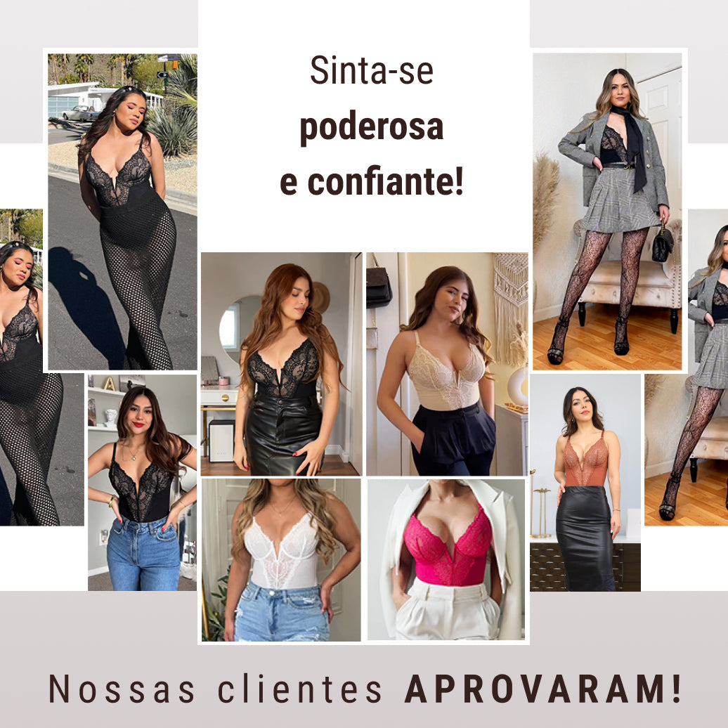 Body Modelador Renda Escultura Aura Suprema, Silhueta Elegante e Conforto Diário