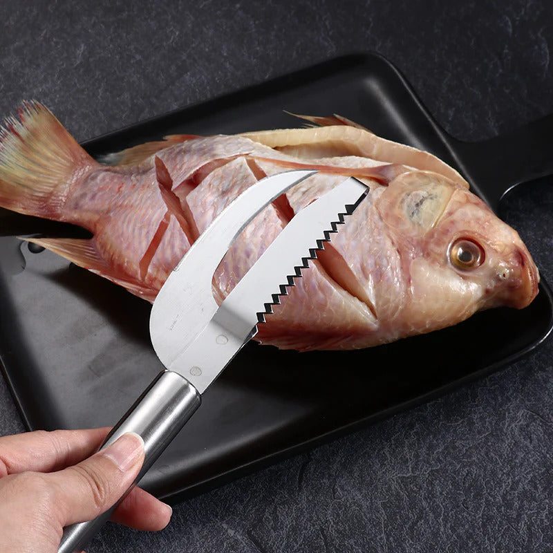 Faca Profissional Multifuncional em Aço Inox | Trata e Limpa Peixe