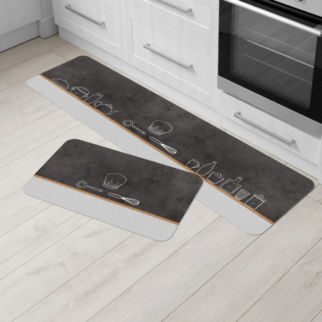 Kit 2 Tapetes Estampados para Cozinha Antiderrapante Ferrazi