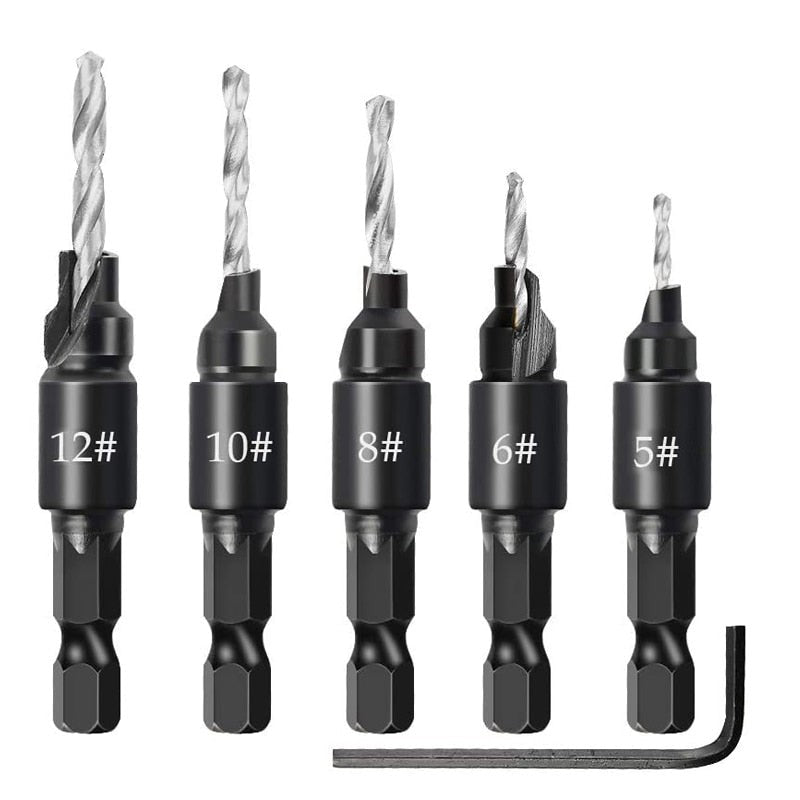 Kit 6 Brocas Escareadoras para Chanfrar Madeira e Alumínio