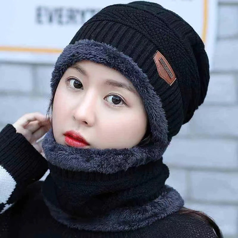Kit Cachecol e Gorro Unissex de Algodão para Inverno Ferrazi