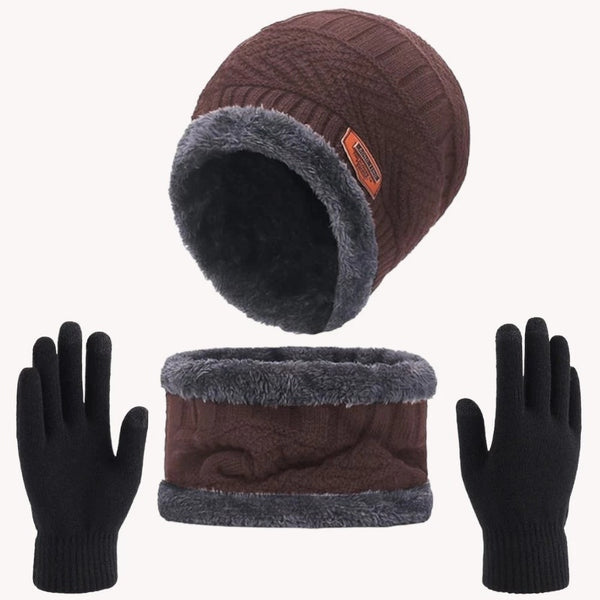 Kit Inverno Completo Unissex Touca de Frio com Gola Forrada e Luva Ferrazi