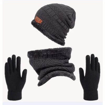 Kit Inverno Completo Unissex Touca de Frio com Gola Forrada e Luva Ferrazi