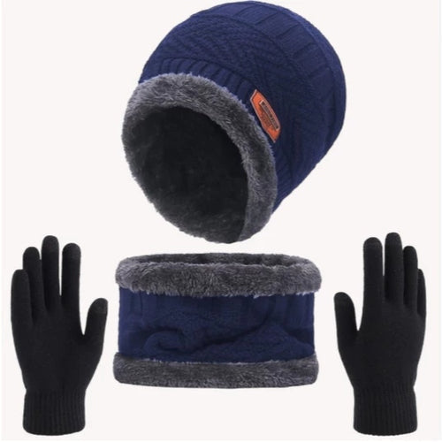 Kit Inverno Completo Unissex Touca de Frio com Gola Forrada e Luva Ferrazi