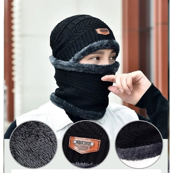 Kit Inverno Completo Unissex Touca de Frio com Gola Forrada e Luva Ferrazi
