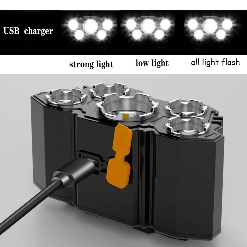 Lanterna de Cabeça LED Ultra Potente Recarregável