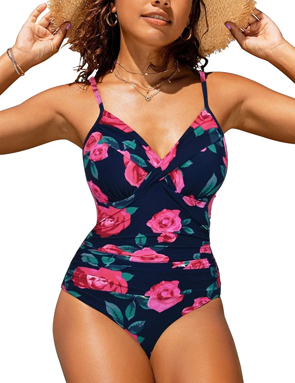 Maiô Feminino de Praia Estampado com Decote em V Ferrazi