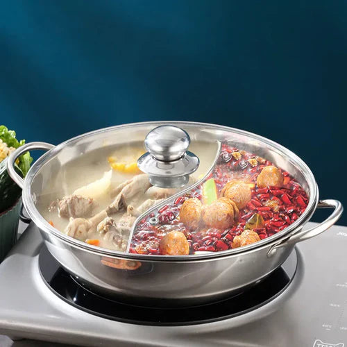 Panela com Divisória em Aço inoxidável com Tampa | MultiCook