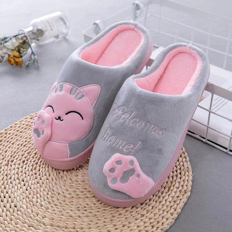 Pantufa Feminina Gato Peluciada para Inverno Antiderrapante Ferrazi