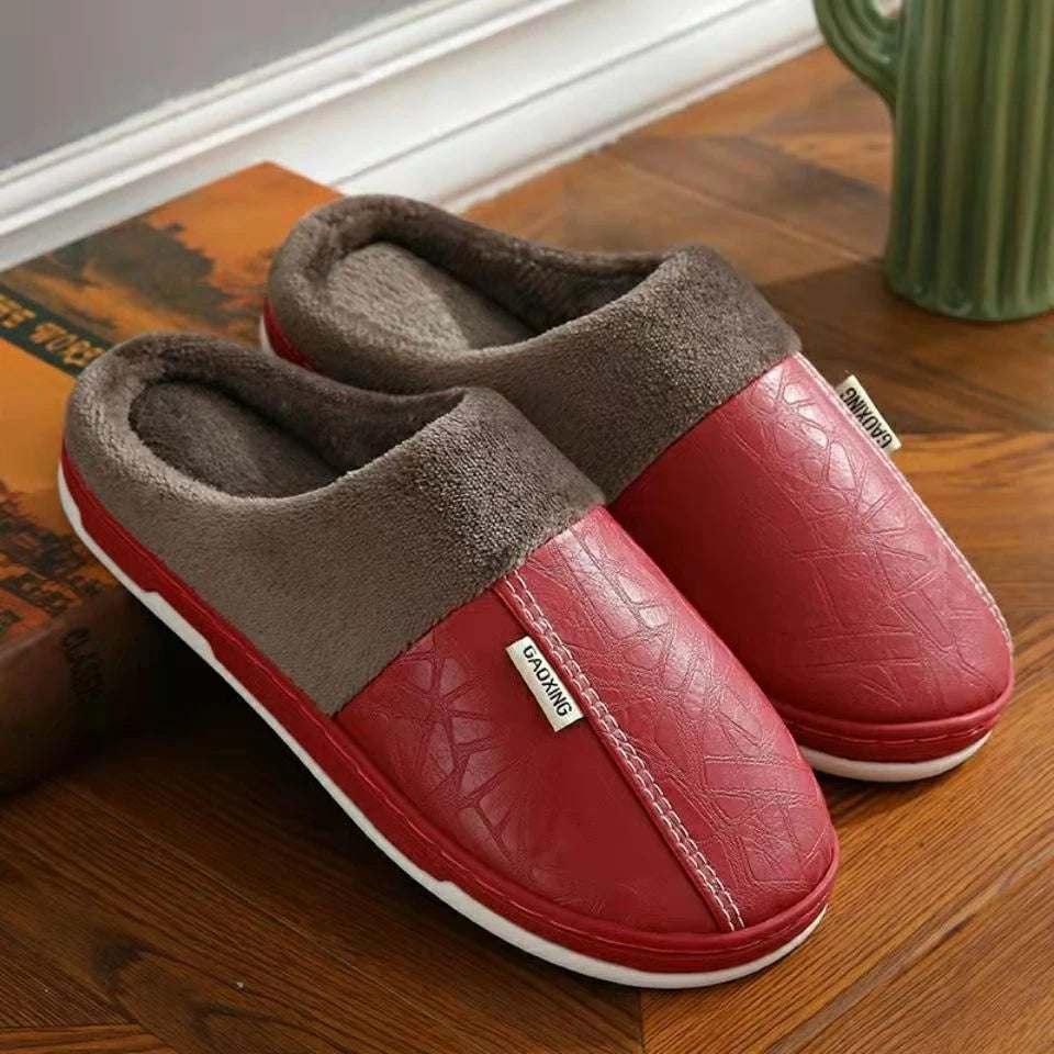 Pantufa Masculina de Couro Impermeável Antiderrapante para Inverno Ferrazi
