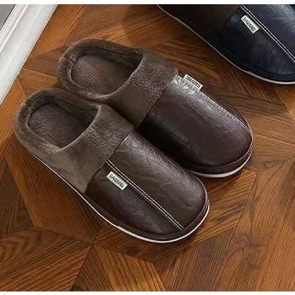 Pantufa Masculina de Couro Impermeável Antiderrapante para Inverno Ferrazi
