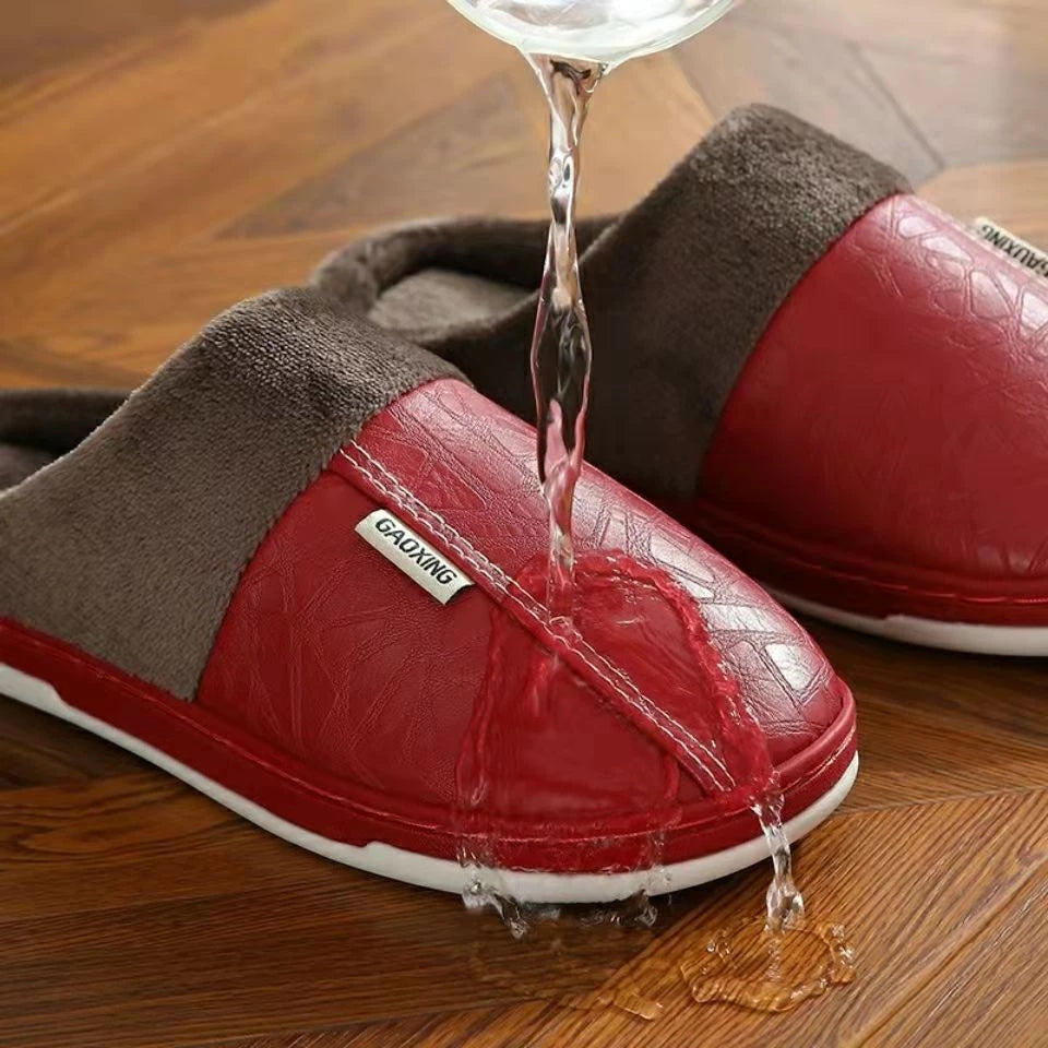 Pantufa Masculina de Couro Impermeável Antiderrapante para Inverno Ferrazi
